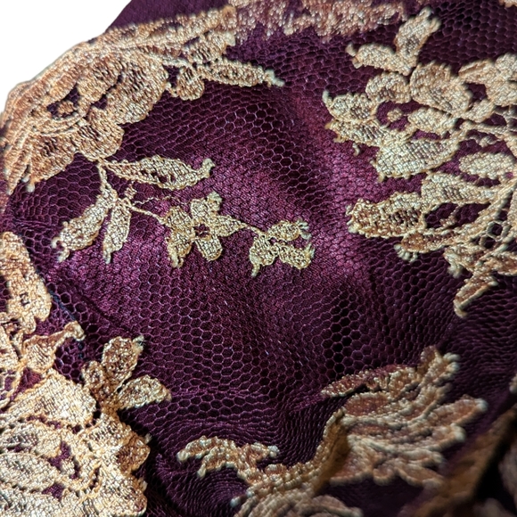 Stunning gold and merlot peek-a-boo dress by Canadian designer Ric Yuenn, size 6 - Picture 6 of 6